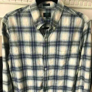 J Crew Factory men’s plaid collared button down flannel shirt M